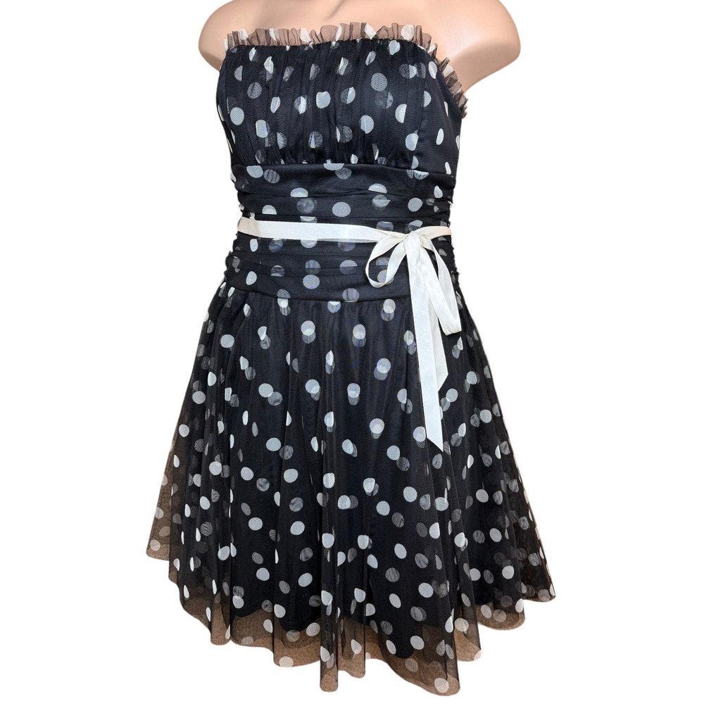 Vintage Scott McClintock‎ Polka Dot Strapless Party Dress Made in USA Size 14